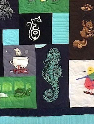 Seahorse on the front of a T-shirt quilt