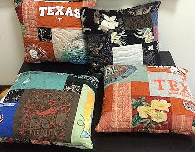 memorial pillows made from T-shirts and clothing