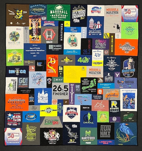 50 state marathon T-shirt quilt by Too Cool T-shirt quilts