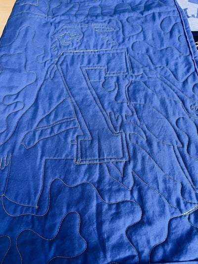 7 on back traced on the back of a Too Cool T-shirt Quilt