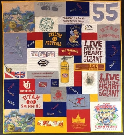 This is a quilt that Too Cool T-shirt Quilts remade from another quilt makers attempt at making a T-shirt Quilt. 