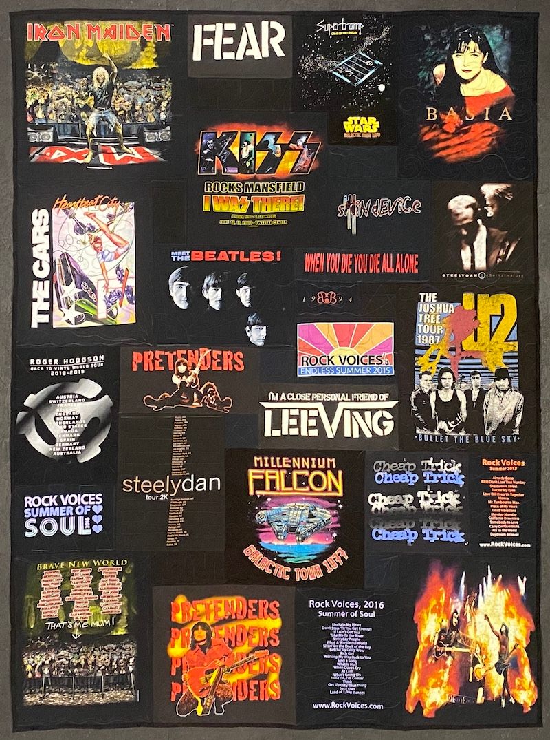 all black band concert by Too Cool T-shirt Quilts