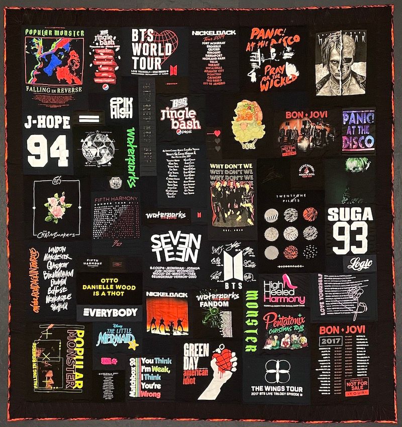 all black band concert by Too Cool T-shirt Quilts