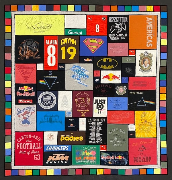 Best of T-shirt quilt of 2020 - stained glass colorful