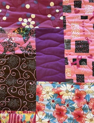 Close up of scrub quilt by Too Cool T-shirt quilts