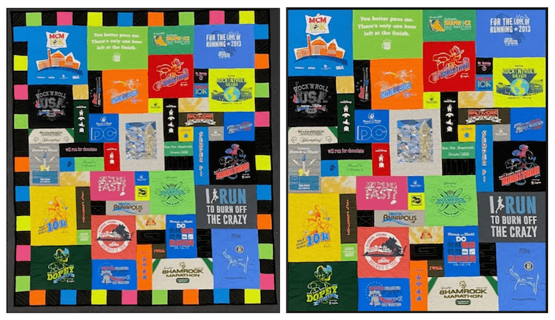 Compare a T-shirt Quilt with and without border by Too Cool T-shirt Quilts
