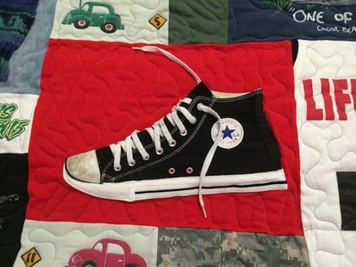 Converse high top in a T-shirt quilt... that takes talent to do!