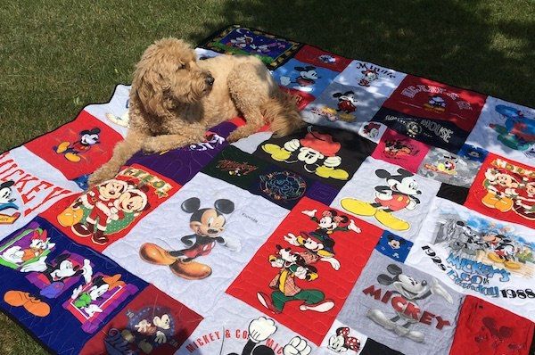 Dog on T-shirt quilt by Too Cool T-shirt Quilts