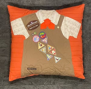 Girl scout Pillow by Too Cool T-shirt Quilts 