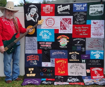 Guitar guy with T-shirt Quilt By Too Cool T-shirt Quilts