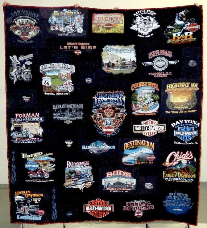 all black Harley Davidson T-shirt Quilt by Too Cool T-shirt Quilts