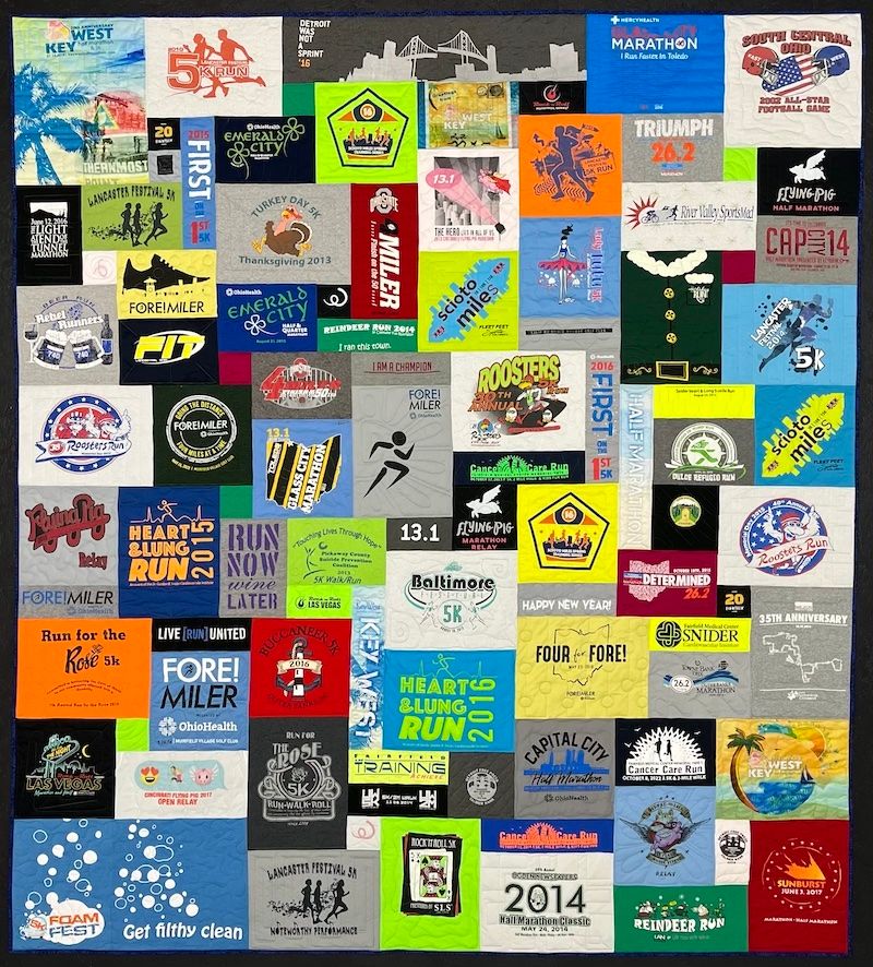 A runner's T-shirt quilt by Too Cool T-shirt Quilts