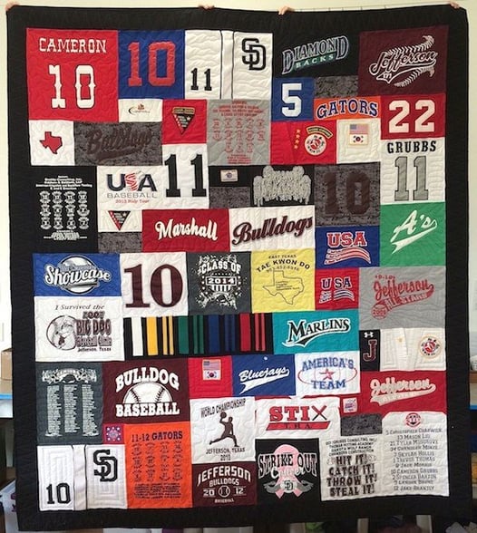 Karate border top of a T-shirt quilt by Too Cool T-shirt Quilt