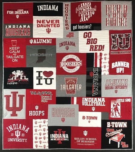 Indiana University T-shirt quilt by Too Cool T-shirt Quilts.
