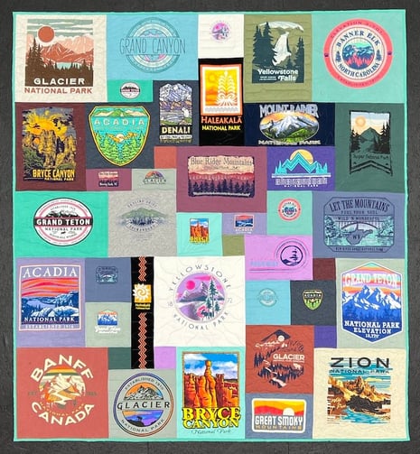 National Park T-shirt quilt by Too Cool T-shirt Quilts