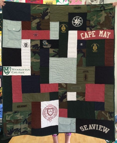 Military uniform quilt by Too Cool T-shirt quilts