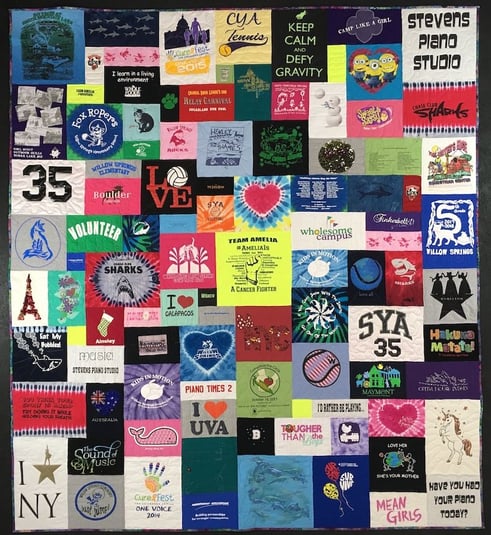 One neon centered and balanced in a T-shirt quilt