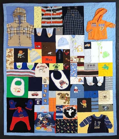 baby Outfits made into a quilt by Too Cool T-shirt Quilts