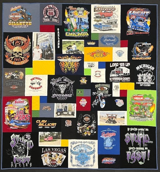 Photographs used in a Harley quilt by Too Cool T-shirt Quilts