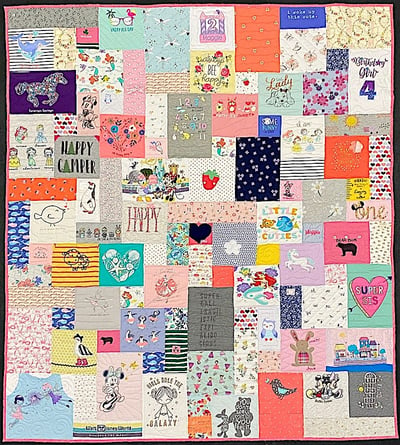 Simple girls baby clothes quilt by Too Cool T-shirt Quilts
