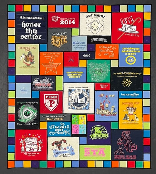Stained-glass T-shirt Quilt by Too Cool T-shirt Quilts