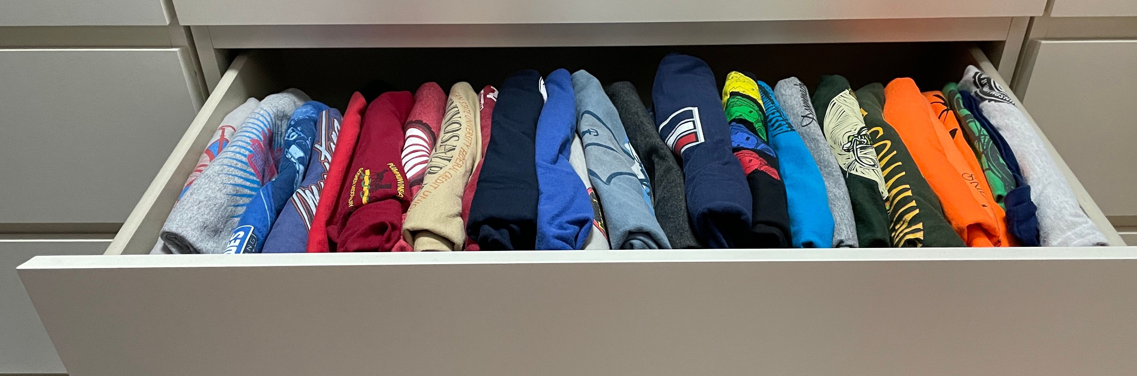 T-shirts in a drawer