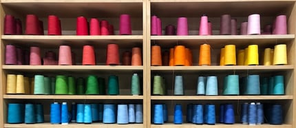 Some of the thread colors used at Too Cool T-shirt Quilts