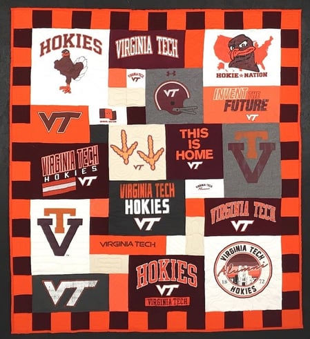 Virginia tech T-shirt quiltT-shirt quilt with a border by Too Cool T-shirt Quilts