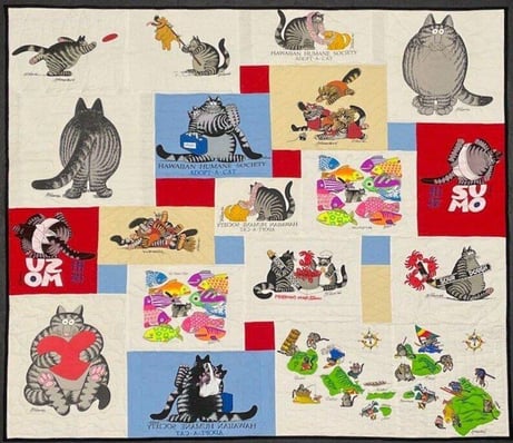 Wall hanging  Cats by Too Cool T-shirt Quilts