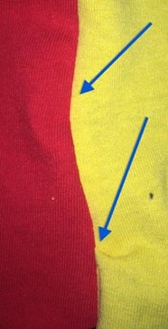 What a bad seam looks like on a T-shirt quilt