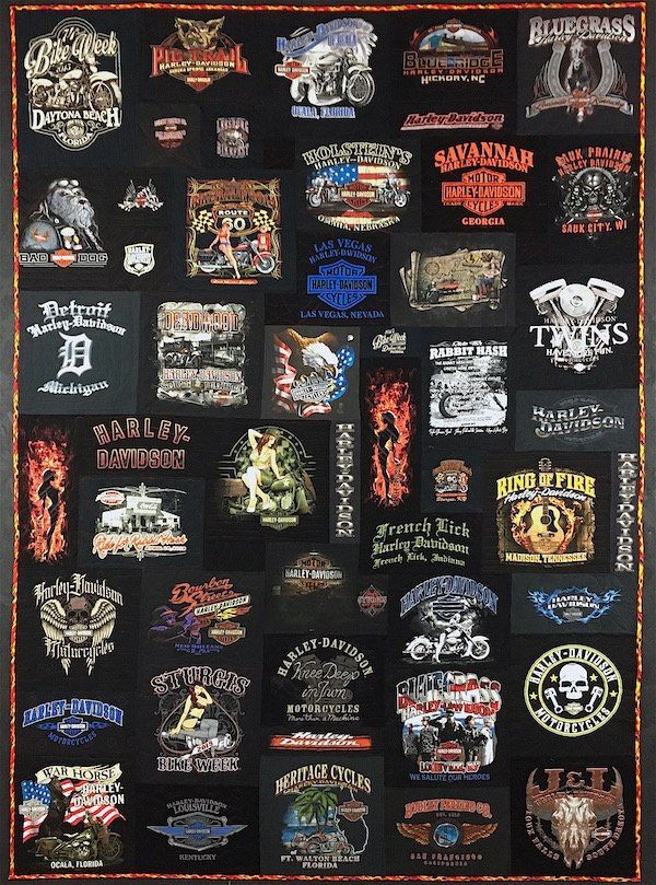 all black Harley Davidson T-shirt Quilt by Too Cool T-shirt Quilts