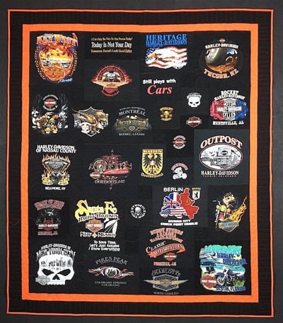 all black Harley T-shirt Quilt by Too Cool T-shirt Quilts