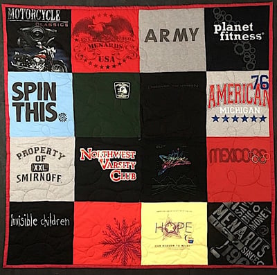 This is a traditional style T-shirt quilt built in rows and columns. Nothing to see here. 