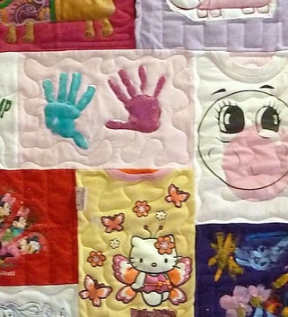hand prints used in a Too Cool T-shirt Quilt