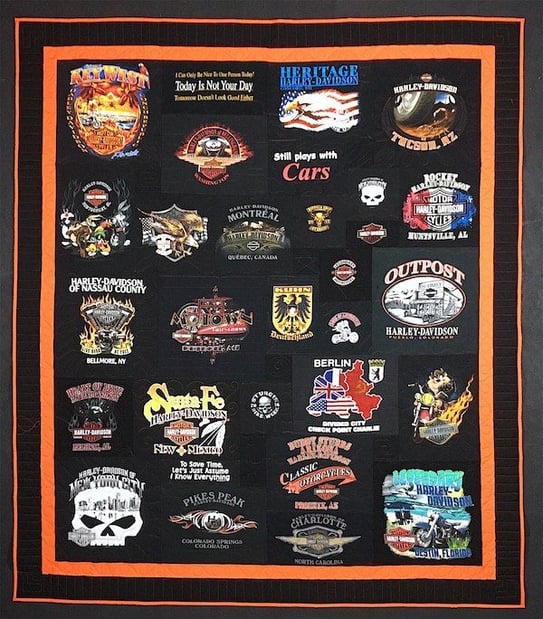 harley davidson T-shirt quilt by Too Cool