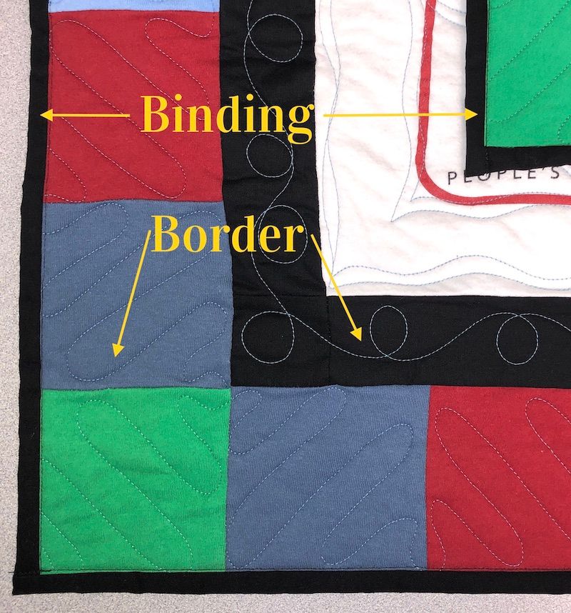 Binding vs border on a T-shirt quilt by Too Cool T-shirt Quilts