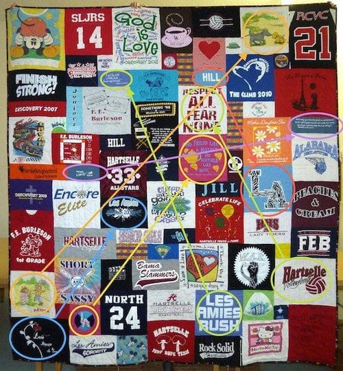 Searching for the back side of a T-shirt in a Too Cool T-shirt Quilt