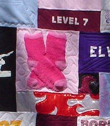 sock used in a Too Cool T-shirt Quilt