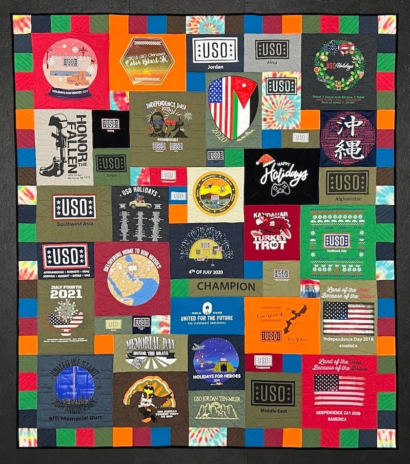 Colorful Too Cool T-shirt Quilt with a double border
